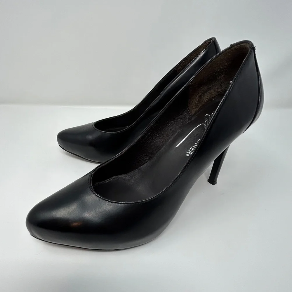 Donald J Pliner Edrice Black Leather Stiletto Pumps Heels Women’s Sz 6.5M